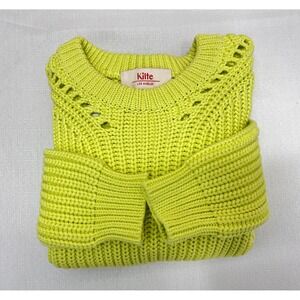 Kilte Los Angeles Sweater Womens 2 Lime Green Excellent Chunky Knit Pointelle
